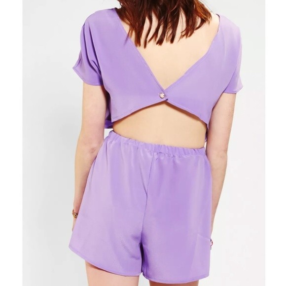 One & Only x Urban Renewal Open Back Romper Blue S - Picture 3 of 12